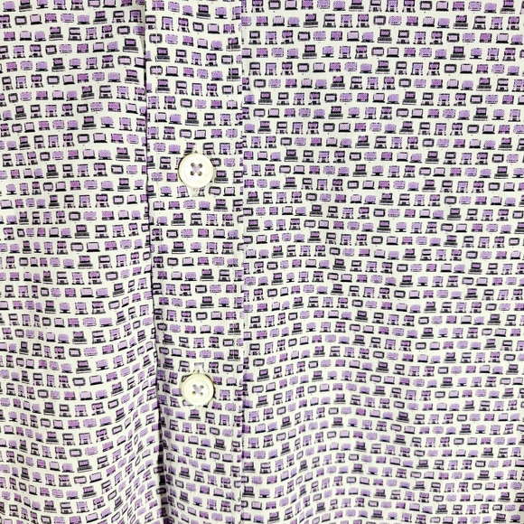 Bugatchi Men's Button Down Shirt All Over Computers Pattern Long Sleeve Size XL - Picture 3 of 13